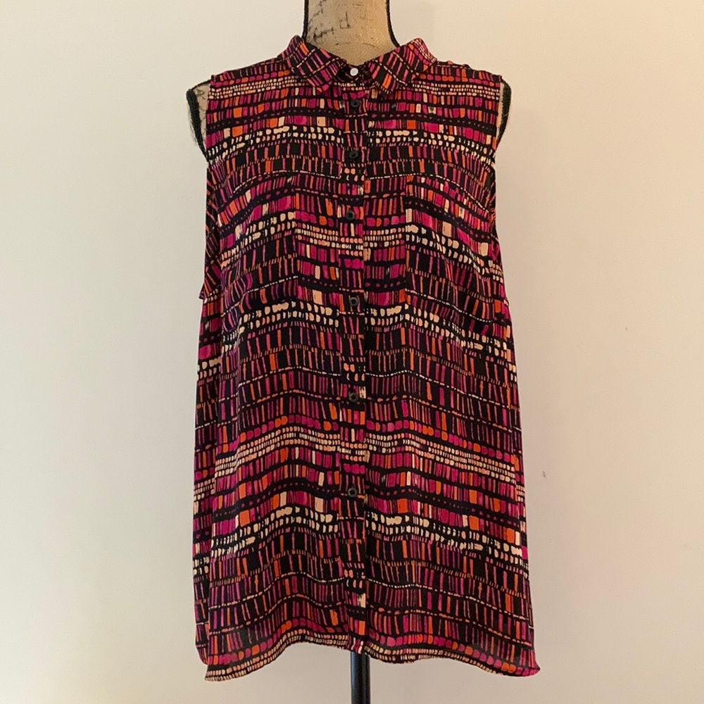 Apt. 9 Lake Lines Pink Sleeveless Blouse Sz XXL